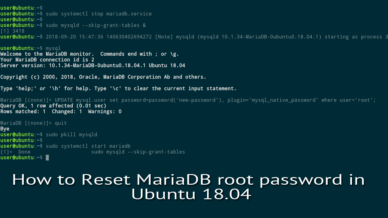 How To Reset MariaDB Root Password In Ubuntu 18 04