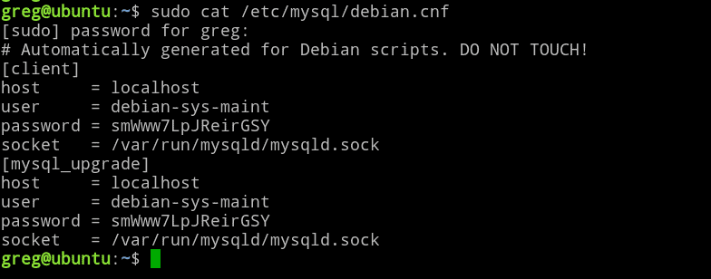 log in to MySQL server as debian-sys-maint and change root password