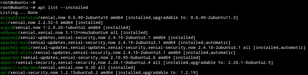 Ubuntu apt list installed packages