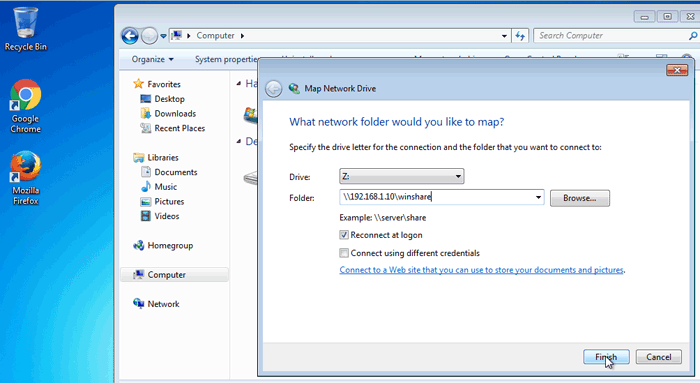 connect samba share windows 10