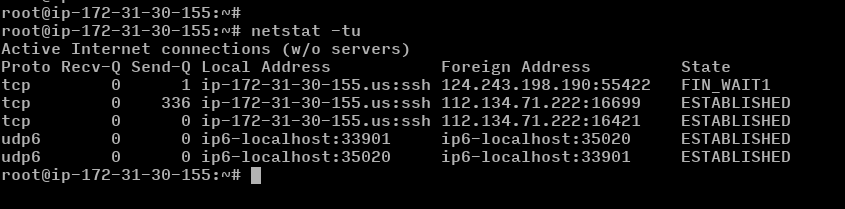 The Ubuntu netstat command without any command-line arguments, it will display a list of active sockets for each network protocol.