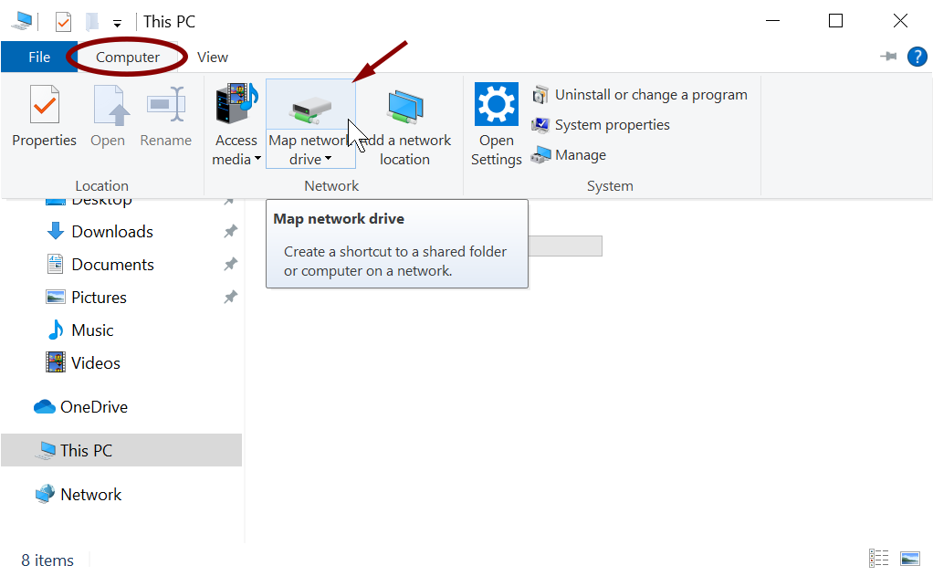 Map network drive windows