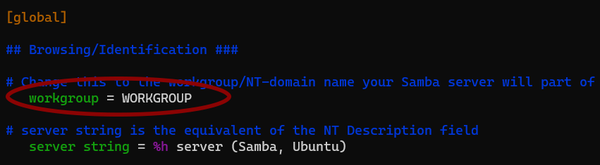 Samba workgroup