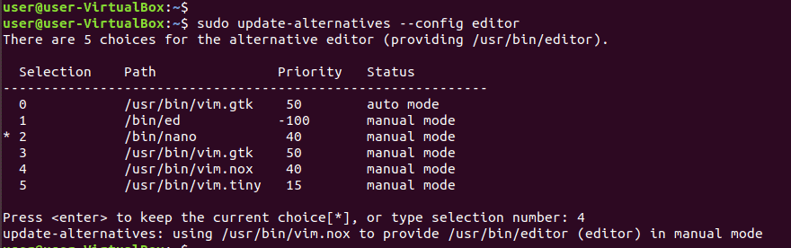 linux set default editor to vim