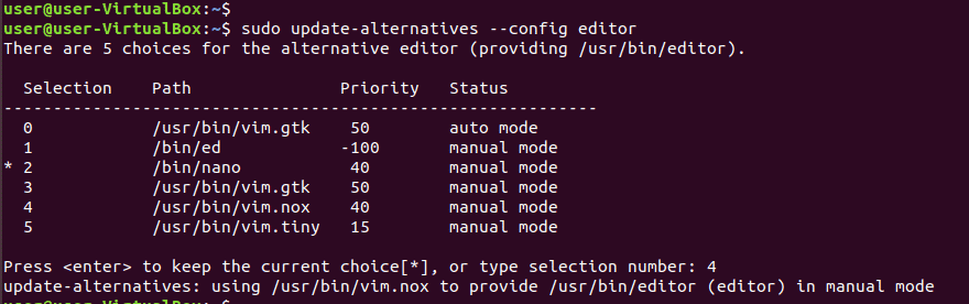 Set Vim as default text editor