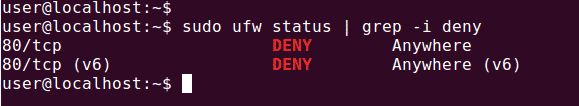 ubuntu firewall status filter port 