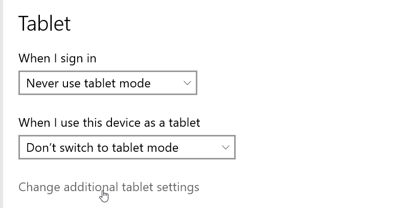 Change additional tablet settings