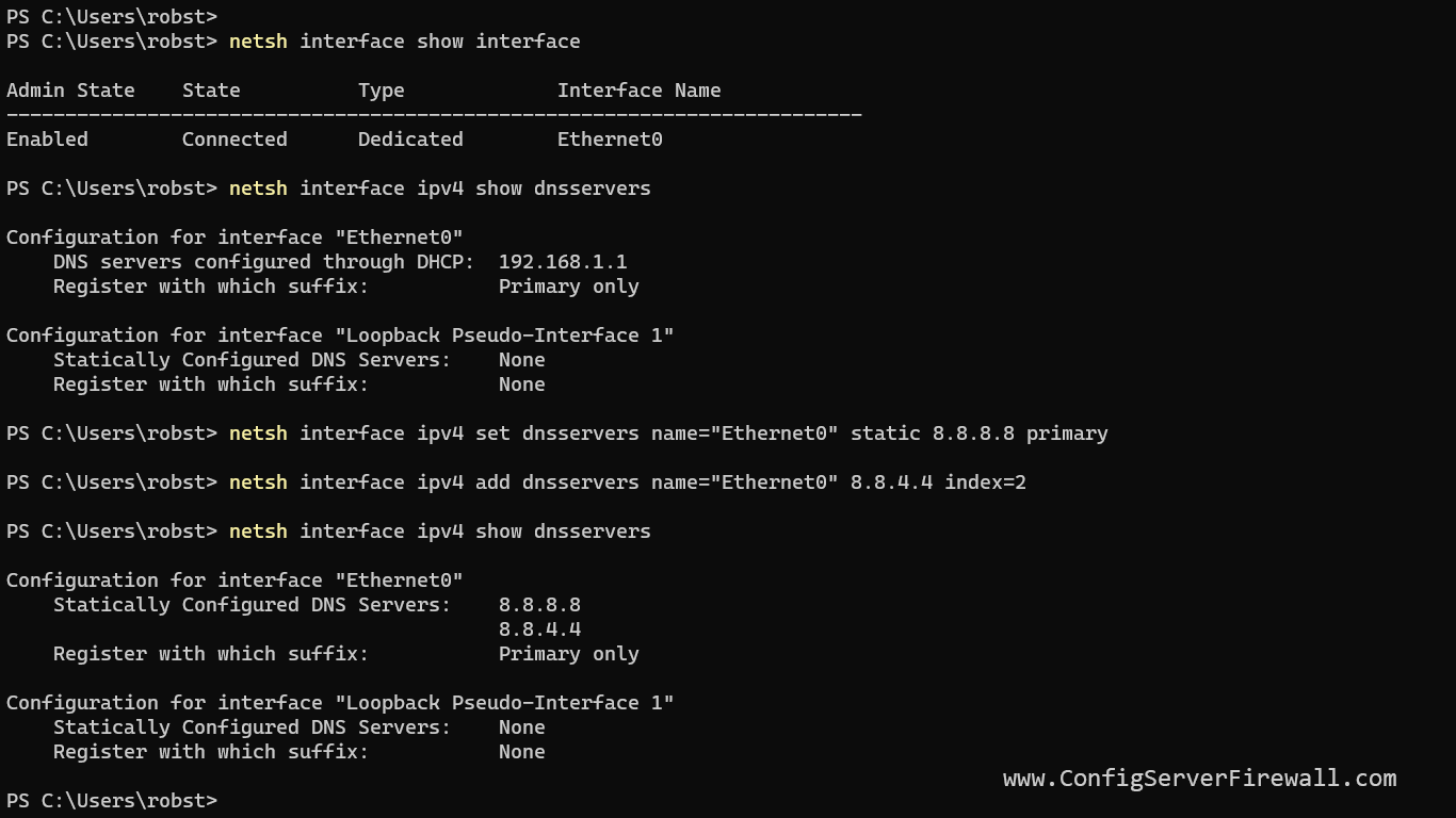 windows dns setting