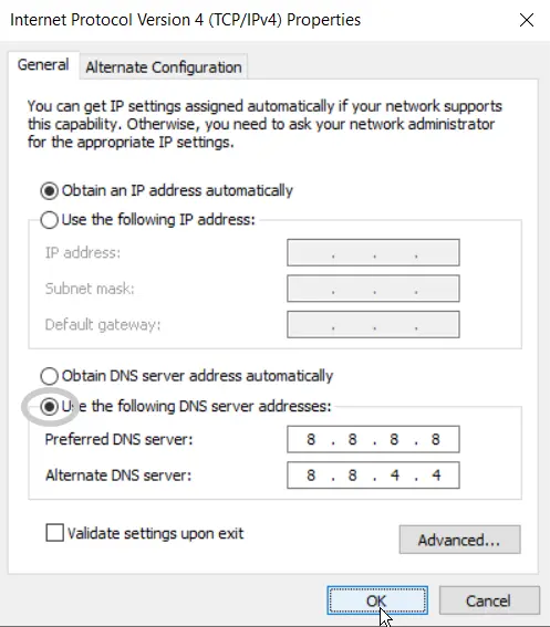 dns settings windows 10
