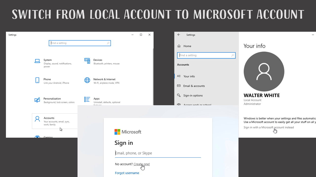 can i change local password to microsoft account