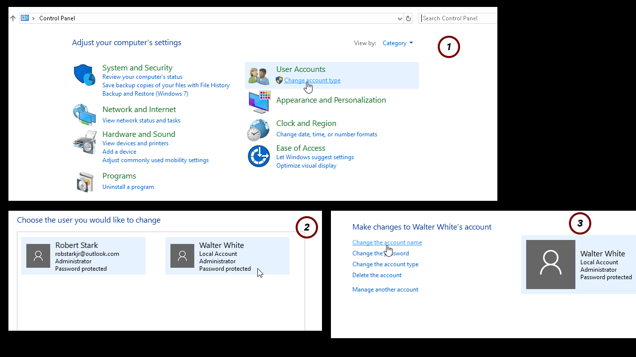 windows 10 change microsoft account name