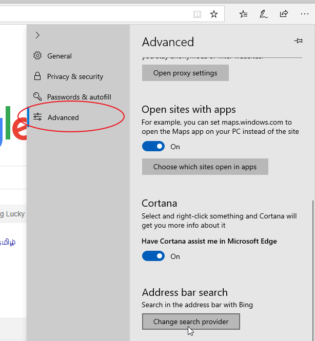 change default search engine edge