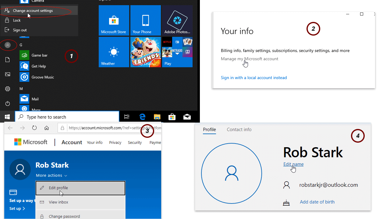 change user name windows 10 without microsoft account