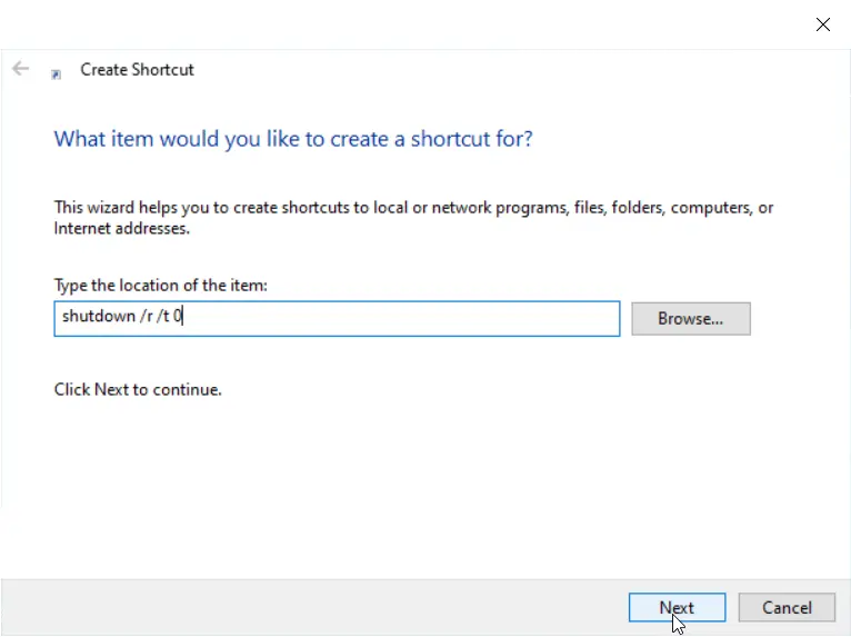 Create a One-Click Restart Shortcut in Windows 10