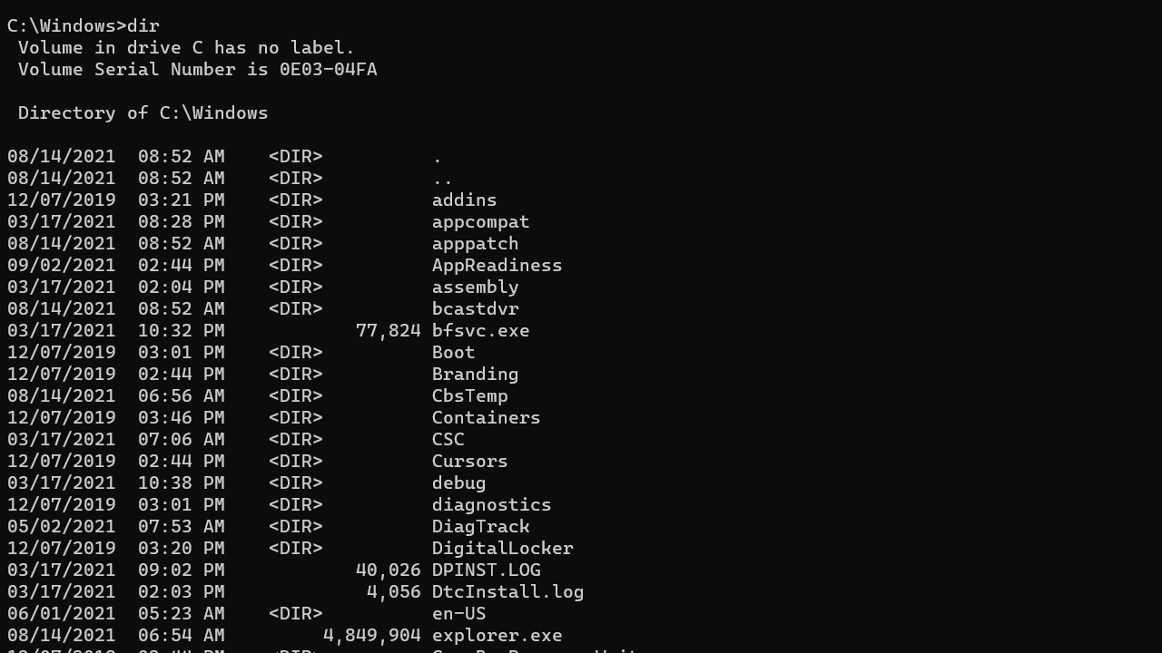 Dos Dir Command Get Folder Size