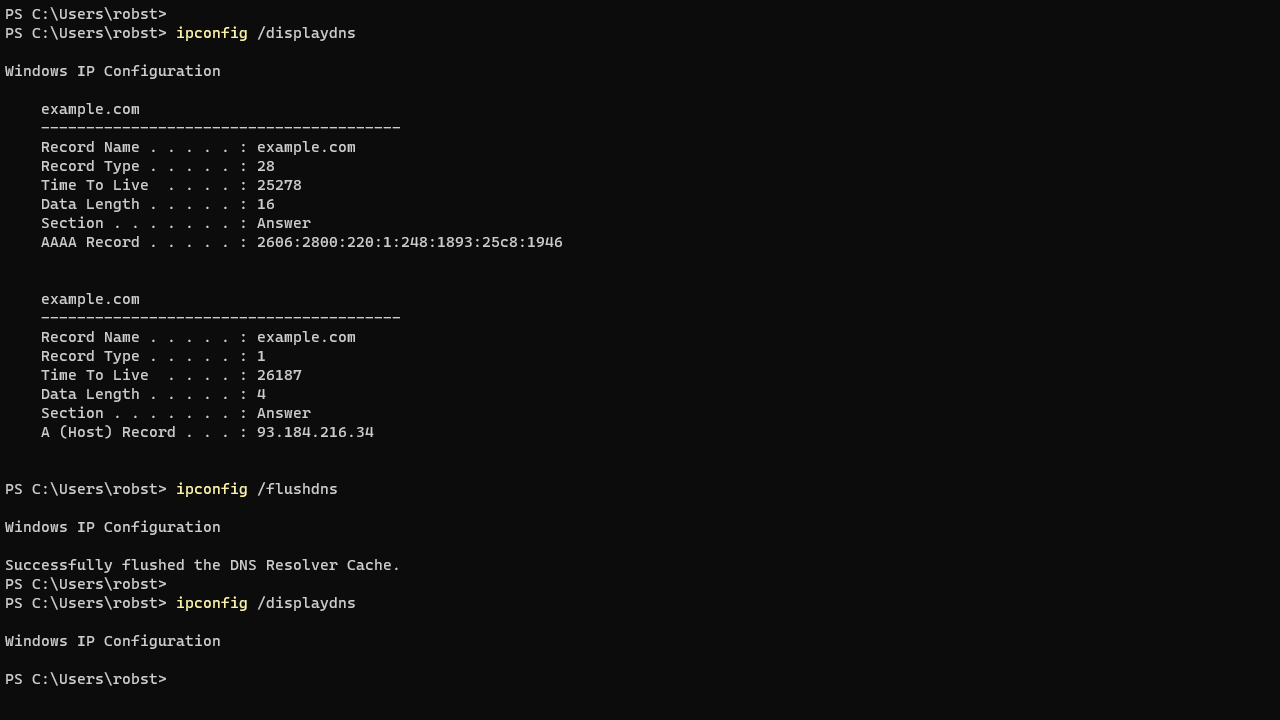 CMD command to flush dns in Windows