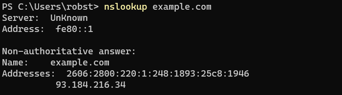 Troubleshooting DNS using nslookup command
