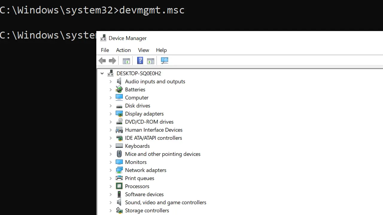 open device manager from cmd