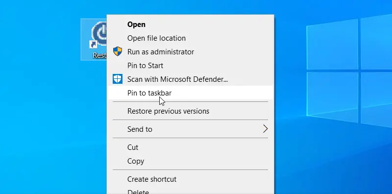 restart shortcut windows 10