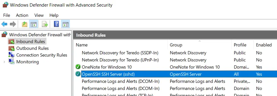 listening ports windows firewall