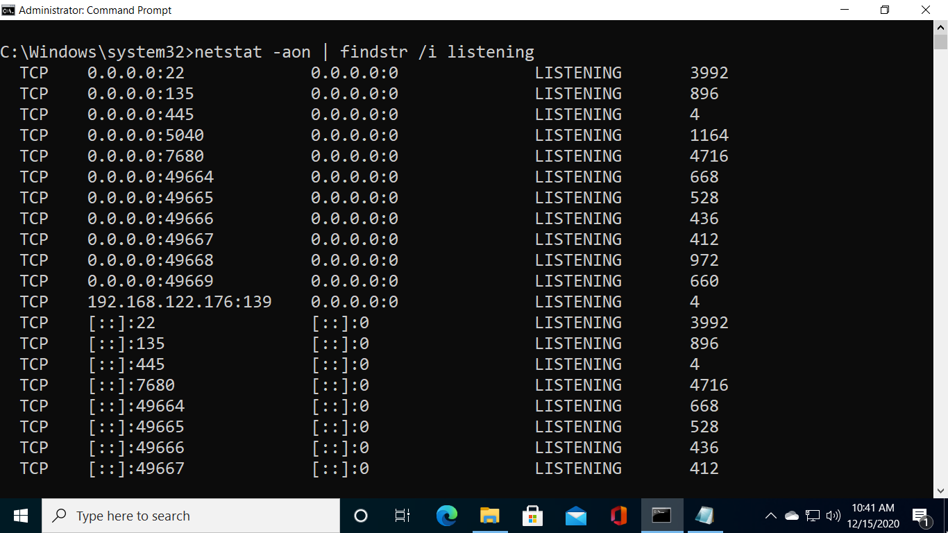 Windows Netstat Command to Check Open Ports in Windows