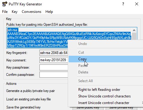 Copy putty ssh Key to the Remote Linux Machine