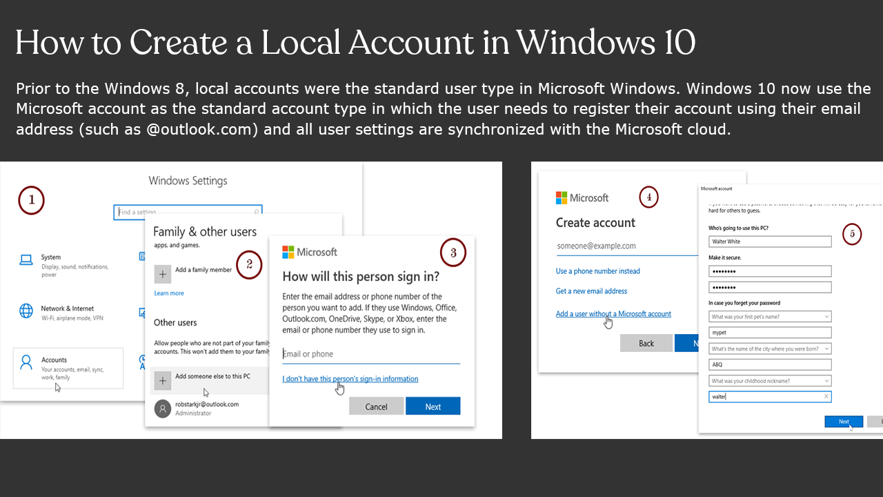 how to change a microsoft account to a local account windows 10