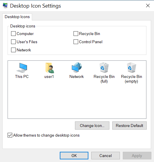 desktop icons disappeared windows 10