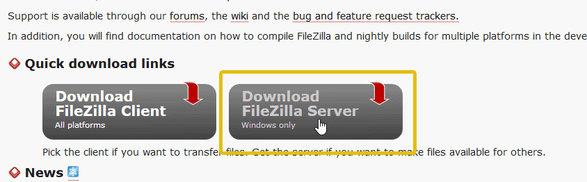 how to setup filezilla server win 10