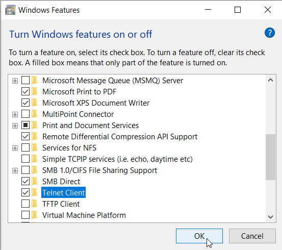 Telnet Is Not Recognized As An Internal Or External Command Windows 10