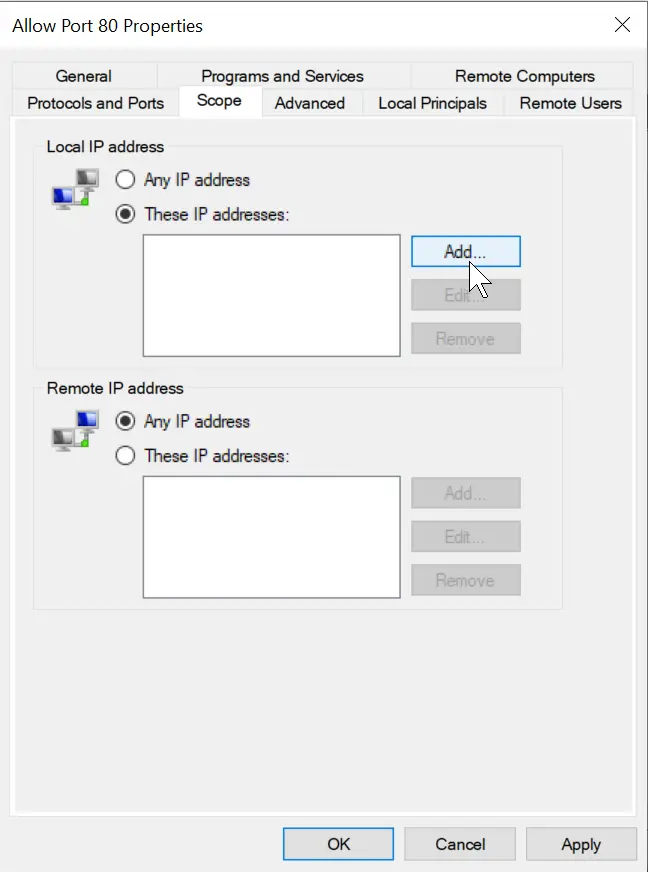 Only Allow Connections From Specific IP Addresses
