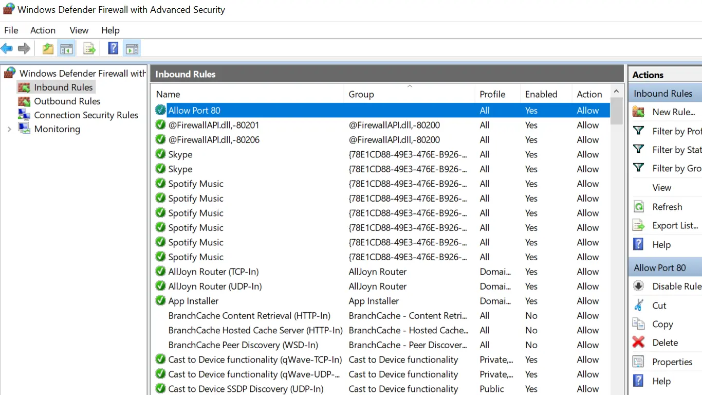 how to open a port in windows