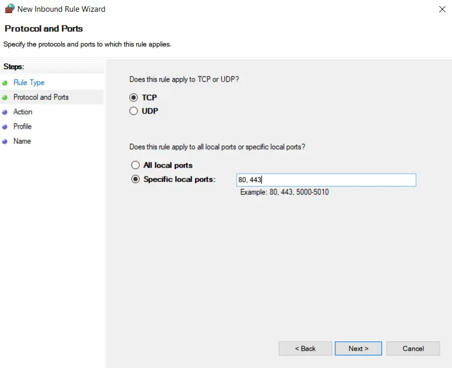 Open Multiple Ports in Windows Firewall