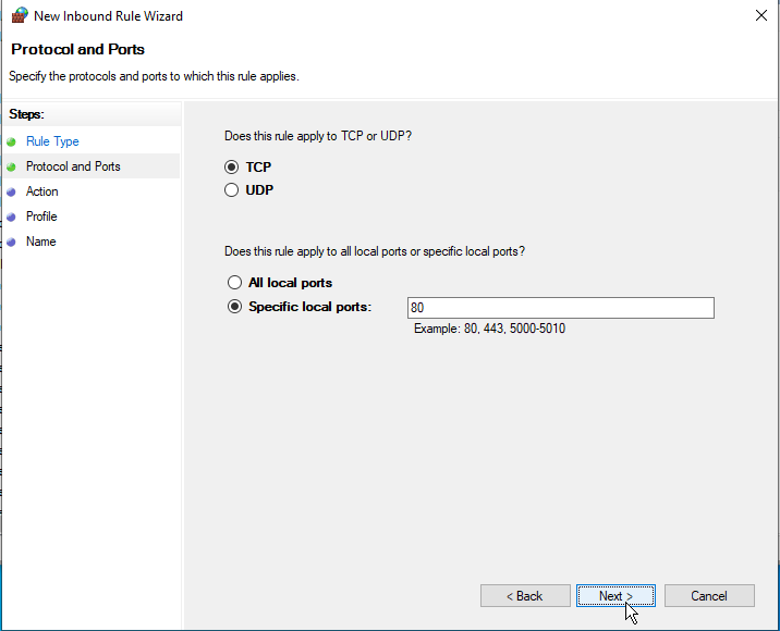 Windows Firewall protocol and ports