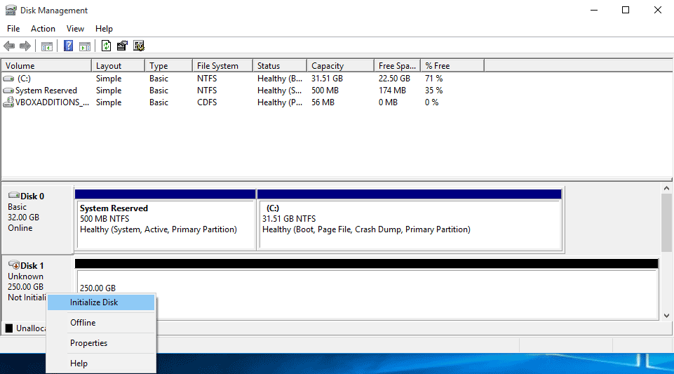 disk manager initialize disk