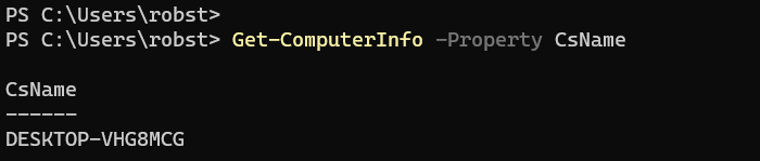 PowerShell command to find hostname in Windows
