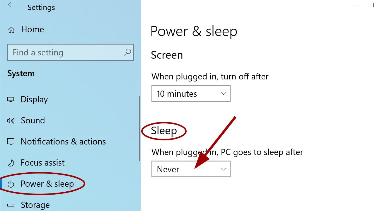 how to stop computer from sleeping windows 10