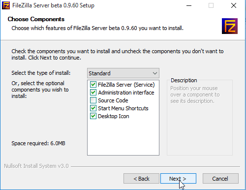 filezilla server setup windows 10