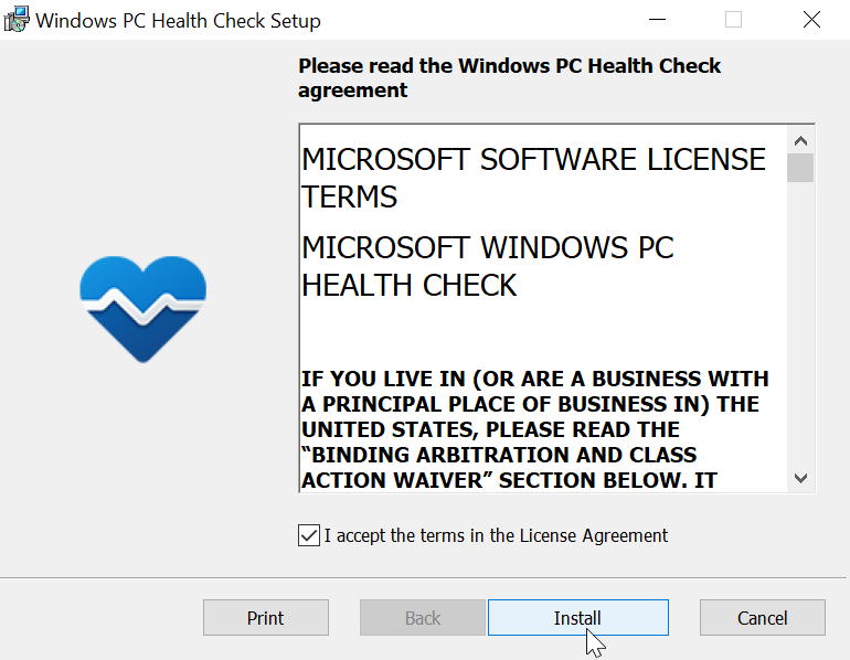 Install PC Health Check App on Windows 10