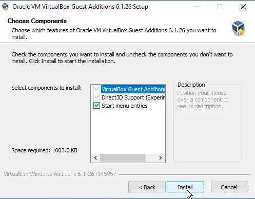 Install VirtualBox Guest Additions in Windows 10