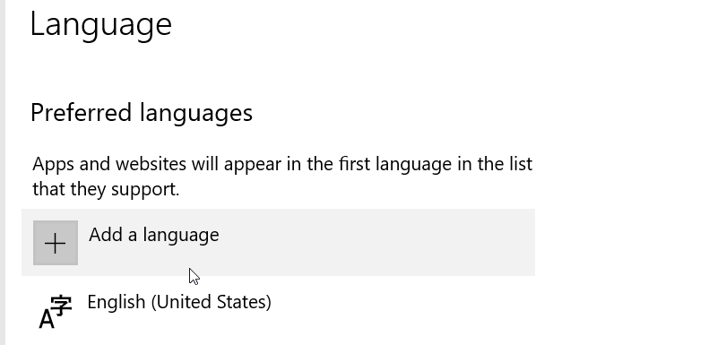 add keyboard language windows 10