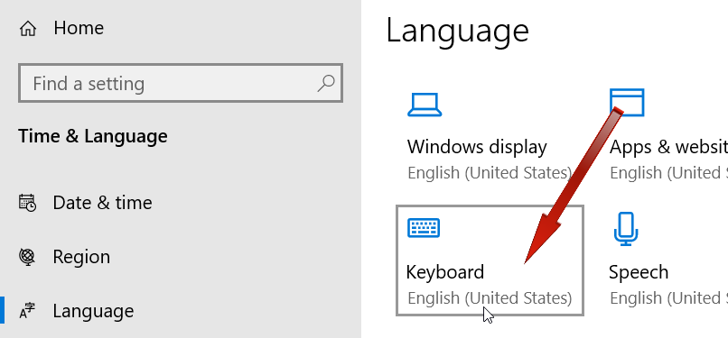 Windows 10 change keyboard language