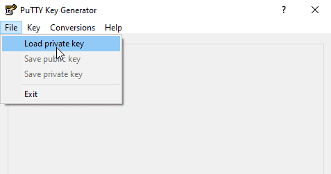 Open PuTTYgen, Go to File > Load Private key and open your Private Key File.”/></figure>



<p>Highlight the Public key that was created in the text box and copy it to the clipboard.</p>



<figure class=