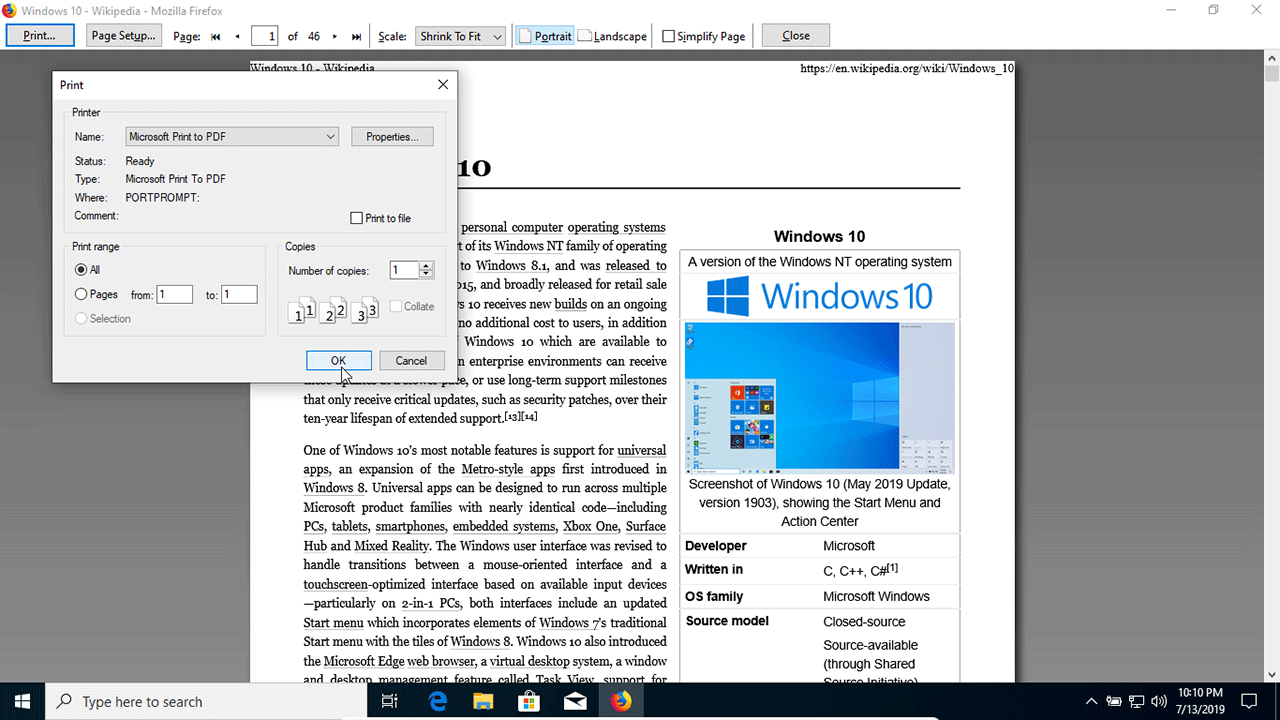 Print Any Page as a PDF in Windows 10 with Microsoft Print to PDF