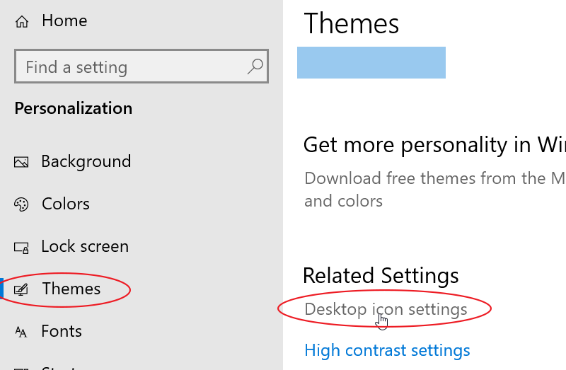 Windows 10 Desktop icons settings