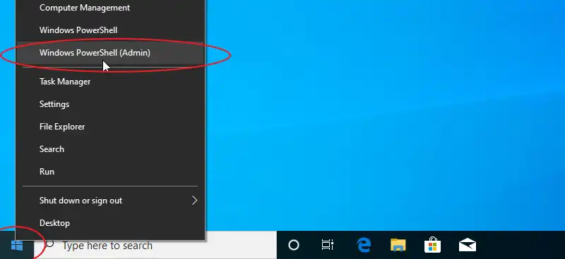 Open PowerShell as Administrator on Windows 10