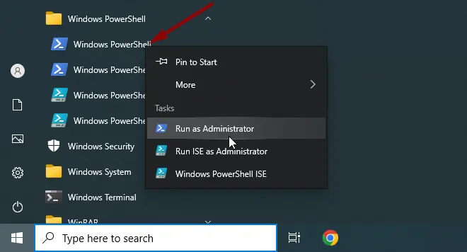 start PowerShell or PowerShell ISE from the Start menu