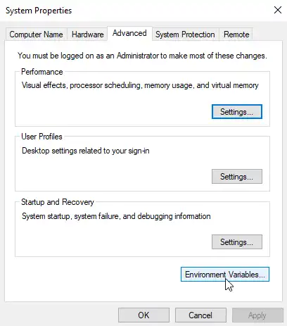 Windows 10 Environment Variables