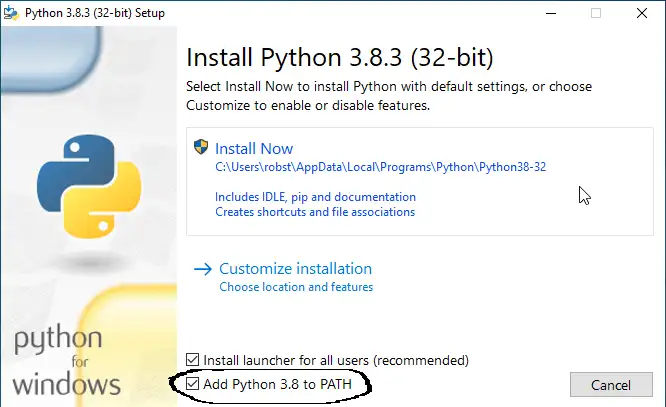 Add Python 3 to Windows PATH