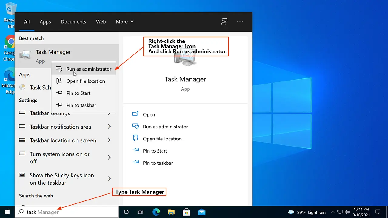 run task manager as admin